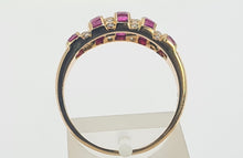 Load image into Gallery viewer, 6214 Vintage: 18ct Gold Art Deco Style Rubies Diamonds Cocktail Ring