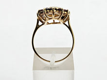 Cargar imagen en el visor de la galería, 0775: Vintage: 9ct Gold White Opal Red Garnets Flower- Head Cocktail Ring- Date-Mark 1977