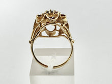 Load image into Gallery viewer, 6321 Vintage: 9ct Gold Rich Red Garnets Floral Custer Ring- Pre-1975- Flower power