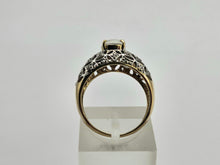 Cargar imagen en el visor de la galería, 0649: Vintage: 9ct Gold Pale Blue Moonstone 32 Diamonds Dress Ring- lovely combination,