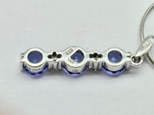 Load image into Gallery viewer, 0782: Vintage: 18ct White Gold Necklace (45cm) Tanzanites Diamonds Pendulum Pendant- a beautiful piece