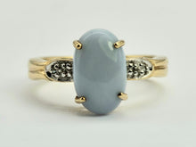 Cargar imagen en el visor de la galería, 0695: Vintage: 9ct Gold Light Blue Chalcedony Diamonds Cocktail Ring - Dreamy combination