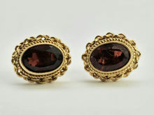 Load image into Gallery viewer, 0783: Vintage: 9ct Gold Rich Red Garnets Stud Earrings- nice weight, mature hues.