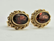 Load image into Gallery viewer, 0783: Vintage: 9ct Gold Rich Red Garnets Stud Earrings- nice weight, mature hues.