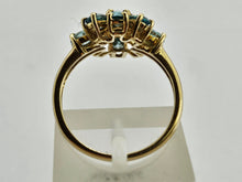 Cargar imagen en el visor de la galería, 0896: Vintage: 9ct Gold 11 Swiss Blue Topaz Flower Head Ring- inspired design