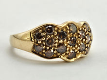 Load image into Gallery viewer, 6279 Vintage: 9ct Gold 17 Champagne Natural Diamonds Geometric Cluster Ring
