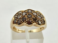 Load image into Gallery viewer, 6279 Vintage: 9ct Gold 17 Champagne Natural Diamonds Geometric Cluster Ring