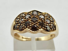Load image into Gallery viewer, 6279 Vintage: 9ct Gold 17 Champagne Natural Diamonds Geometric Cluster Ring