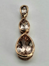 Load image into Gallery viewer, 0901: Vintage: Gorgeous 9ct Rose Gold Pink Pear-Cut Morganites Pendant
