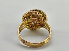 Cargar imagen en el visor de la galería, 0762: Vintage 18ct Gold Ruby Diamonds Statement Ring- remarkable
