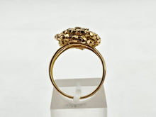 Cargar imagen en el visor de la galería, 0762: Vintage 18ct Gold Ruby Diamonds Statement Ring- remarkable