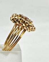 Cargar imagen en el visor de la galería, 0762: Vintage 18ct Gold Ruby Diamonds Statement Ring- remarkable