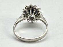 Cargar imagen en el visor de la galería, 0769: Vintage; 18ct White Gold French Blue Sapphire 12 Diamonds Cluster Ring