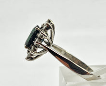 Cargar imagen en el visor de la galería, 0769: Vintage; 18ct White Gold French Blue Sapphire 12 Diamonds Cluster Ring