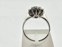 Cargar imagen en el visor de la galería, 0769: Vintage; 18ct White Gold French Blue Sapphire 12 Diamonds Cluster Ring