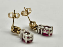 Load image into Gallery viewer, 0779: Vintage: 9ct Gold Ruby Diamond Drop/Dangle Stud Earrings- pitch perfect
