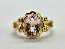 Load image into Gallery viewer, 0801: Vintage: 9ct Gold Large Faceted Cut Pink Morganite Cocktail Ring