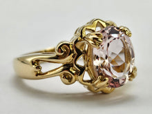 Load image into Gallery viewer, 0801: Vintage: 9ct Gold Large Faceted Cut Pink Morganite Cocktail Ring