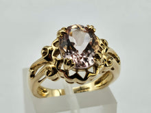 Load image into Gallery viewer, 0801: Vintage: 9ct Gold Large Faceted Cut Pink Morganite Cocktail Ring