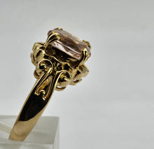 Load image into Gallery viewer, 0801: Vintage: 9ct Gold Large Faceted Cut Pink Morganite Cocktail Ring