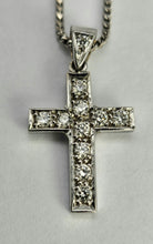 Load image into Gallery viewer, 0757:Vintage: 18ct White Gold Necklace (40cm) Diamonds Cross Pendant- beautifully paired,