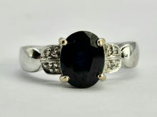 Cargar imagen en el visor de la galería, 0773: Vintage: 18ct White Gold Royal Blue Sapphires Diamonds Ring- crisp, clean, sparkling, nice weight