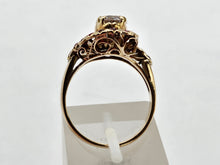 Cargar imagen en el visor de la galería, 0796:  Vintage: 18ct Gold Ice White Zircon Rubies  Cluster Ring- statement, rare combination
