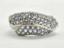 Load image into Gallery viewer, 1328: Vintage: Abstract: 9ct White Gold Tanzanites Cocktail Ring- violet blue statement piece