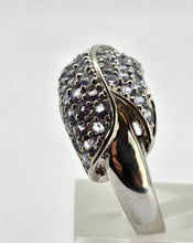 Load image into Gallery viewer, 1328: Vintage: Abstract: 9ct White Gold Tanzanites Cocktail Ring- violet blue statement piece