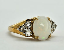 Load image into Gallery viewer, 1334: Vintage (1960's) 9ct Gold Cabochon White Opal Topaz Dress Ring- lovely combination