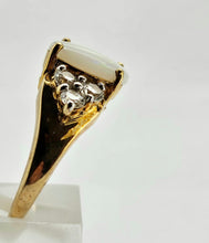 Load image into Gallery viewer, 1334: Vintage (1960's) 9ct Gold Cabochon White Opal Topaz Dress Ring- lovely combination
