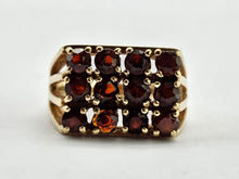 Load image into Gallery viewer, 6301 Vintage: 9ct Gold Rich Red Garnets Geometric Set Ring- From 1979