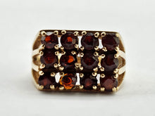 Load image into Gallery viewer, 6301 Vintage: 9ct Gold Rich Red Garnets Geometric Set Ring- From 1979