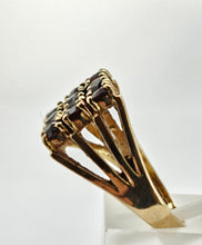 Load image into Gallery viewer, 6301 Vintage: 9ct Gold Rich Red Garnets Geometric Set Ring- From 1979