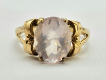 Load image into Gallery viewer, 6270 Vintage: 9ct Gold Large Pink Rose Quartz Cocktail Ring