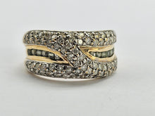 Load image into Gallery viewer, 6178 Vintage: Statement 9ct Gold 65 Diamonds Green Amethyst Ring