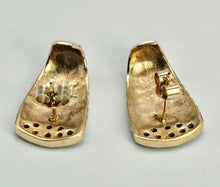 Load image into Gallery viewer, 0950: Vintage: 9ct Gold Emerald Diamonds Art Deco Stud Earrings- stylish, heavy, distinguished