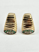 Load image into Gallery viewer, 0950: Vintage: 9ct Gold Emerald Diamonds Art Deco Stud Earrings- stylish, heavy, distinguished