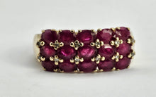 Cargar imagen en el visor de la galería, 0965: Vintage: Substantial 9ct Gold Rubies Diamonds Geometric Set Ring- fabulous