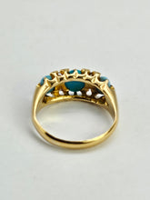 Cargar imagen en el visor de la galería, Antique: 18ct Gold Turquoises Diamonds Ring-From 1902