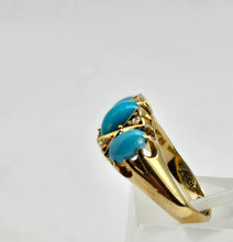 Cargar imagen en el visor de la galería, Antique: 18ct Gold Turquoises Diamonds Ring-From 1902