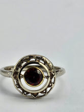 Cargar imagen en el visor de la galería, 1028: Antique: 15ct White Gold Garnet Art Deco Target  Ring- Pre-1932 -remarkable