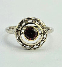 Cargar imagen en el visor de la galería, 1028: Antique: 15ct White Gold Garnet Art Deco Target  Ring- Pre-1932 -remarkable