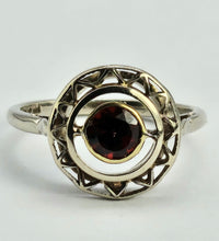 Cargar imagen en el visor de la galería, 1028: Antique: 15ct White Gold Garnet Art Deco Target  Ring- Pre-1932 -remarkable