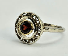 Cargar imagen en el visor de la galería, 1028: Antique: 15ct White Gold Garnet Art Deco Target  Ring- Pre-1932 -remarkable