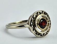 Cargar imagen en el visor de la galería, 1028: Antique: 15ct White Gold Garnet Art Deco Target  Ring- Pre-1932 -remarkable