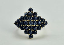 Load image into Gallery viewer, 6263 Vintage:  9ct Gold French Blue Sapphires Geometric Cluster Ring