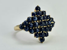 Load image into Gallery viewer, 6263 Vintage:  9ct Gold French Blue Sapphires Geometric Cluster Ring