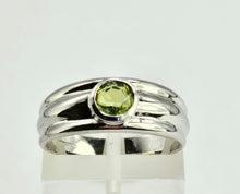 Load image into Gallery viewer, 1260:Vintage: 9ct White Gold Round Cut Peridot Signet Ring- crisp, clean; eye candy