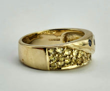 Load image into Gallery viewer, 1308: Vintage: Statement 9ct Gold Yellow Sapphires Blue Sapphires Ring- reassuring weight